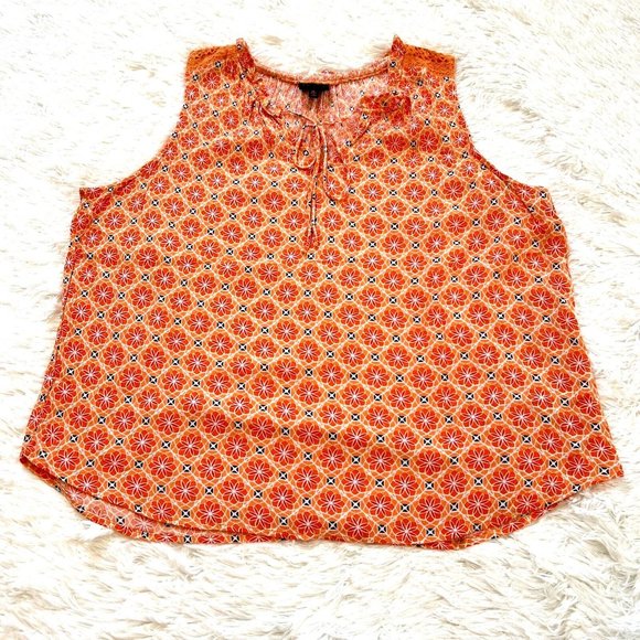 MOd Lusive Shirt Womens Extra Large Orange Boho Crochet Beachy Top Flowy 13278 - Picture 1 of 8